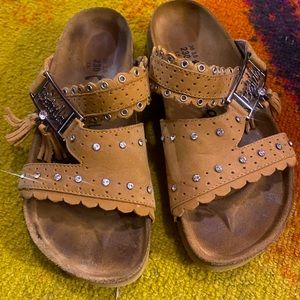 Betula by Birkenstock Blue Jeweled Leather Sandals